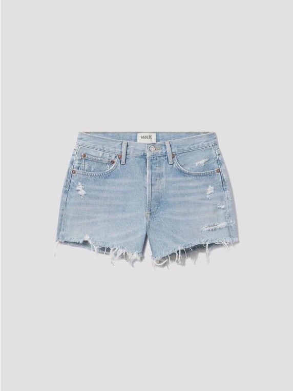 Agolde Parker Vintage Cut Off Distressed Denim Shorts, Swapmeet Light Wash 24